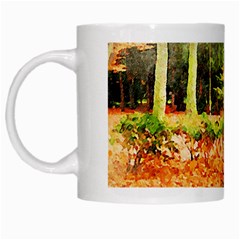 Tree Park Bench Art Abstract White Mugs by Celenk