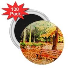 Tree Park Bench Art Abstract 2 25  Magnets (100 Pack)  by Celenk