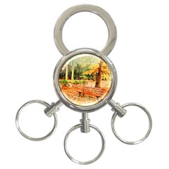 Tree Park Bench Art Abstract 3-ring Key Chains by Celenk