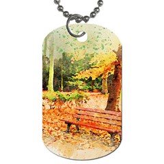 Tree Park Bench Art Abstract Dog Tag (one Side) by Celenk