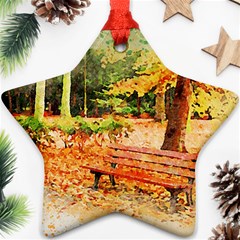 Tree Park Bench Art Abstract Star Ornament (two Sides) by Celenk