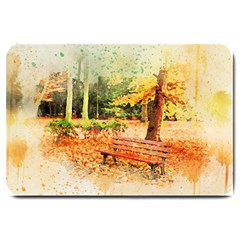 Tree Park Bench Art Abstract Large Doormat  by Celenk