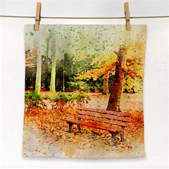 Tree Park Bench Art Abstract Face Towel by Celenk