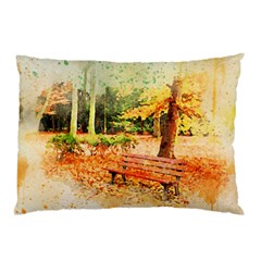 Tree Park Bench Art Abstract Pillow Case by Celenk