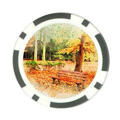 Tree Park Bench Art Abstract Poker Chip Card Guard (10 Pack) by Celenk