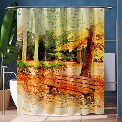 Tree Park Bench Art Abstract Shower Curtain 60  X 72  (medium)  by Celenk