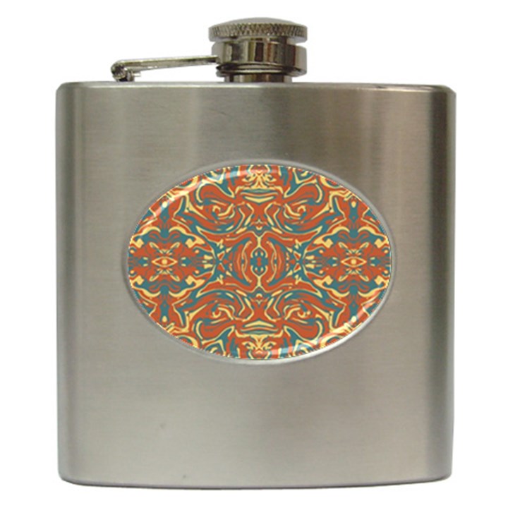 Multicolored Abstract Ornate Pattern Hip Flask (6 oz)