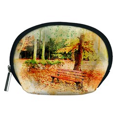 Tree Park Bench Art Abstract Accessory Pouches (medium)  by Celenk