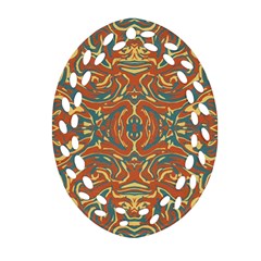 Multicolored Abstract Ornate Pattern Oval Filigree Ornament (two Sides) by dflcprints