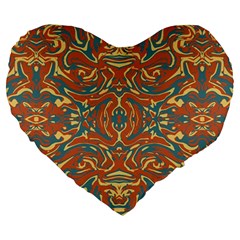 Multicolored Abstract Ornate Pattern Large 19  Premium Heart Shape Cushions by dflcprints