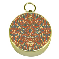 Multicolored Abstract Ornate Pattern Gold Compasses by dflcprints