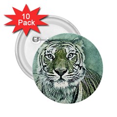 Tiger Cat Art Abstract Vintage 2 25  Buttons (10 Pack)  by Celenk