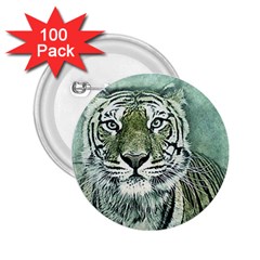 Tiger Cat Art Abstract Vintage 2 25  Buttons (100 Pack)  by Celenk