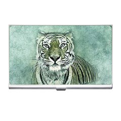 Tiger Cat Art Abstract Vintage Business Card Holders by Celenk