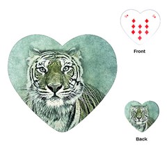 Tiger Cat Art Abstract Vintage Playing Cards (heart)  by Celenk