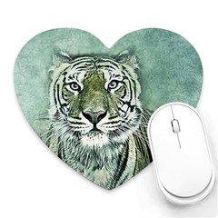 Tiger Cat Art Abstract Vintage Heart Mousepads by Celenk