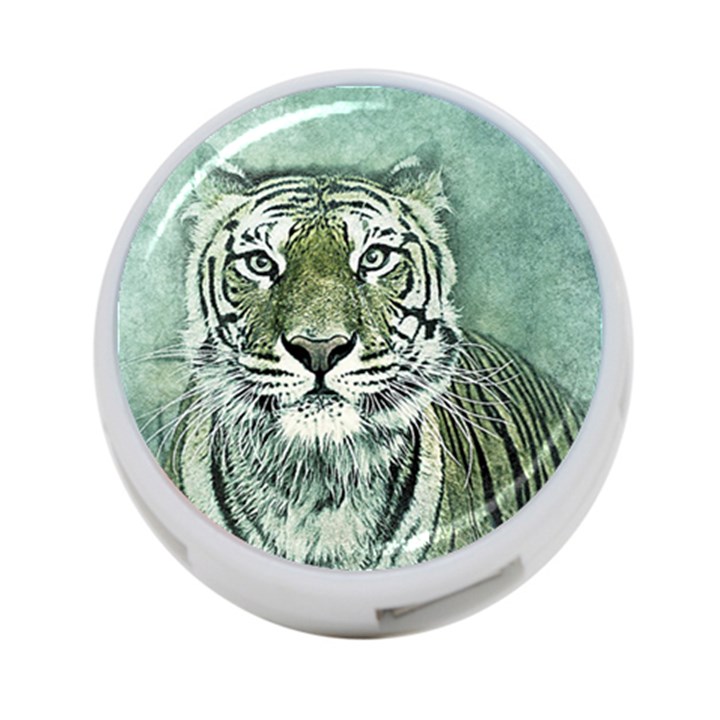 Tiger Cat Art Abstract Vintage 4-Port USB Hub (Two Sides) 