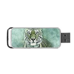 Tiger Cat Art Abstract Vintage Portable Usb Flash (one Side) by Celenk