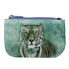 Tiger Cat Art Abstract Vintage Large Coin Purse by Celenk