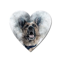 Dog Pet Art Abstract Vintage Heart Magnet by Celenk