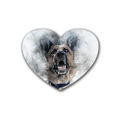 Dog Pet Art Abstract Vintage Heart Coaster (4 Pack)  by Celenk