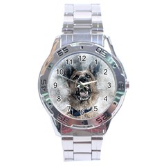 Dog Pet Art Abstract Vintage Stainless Steel Analogue Watch by Celenk