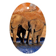 Elephants Animal Art Abstract Ornament (oval) by Celenk