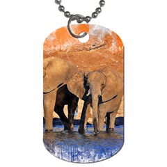 Elephants Animal Art Abstract Dog Tag (one Side) by Celenk