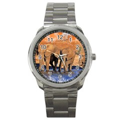 Elephants Animal Art Abstract Sport Metal Watch by Celenk