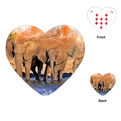 Elephants Animal Art Abstract Playing Cards (heart)  by Celenk