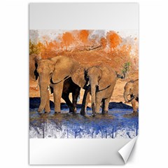 Elephants Animal Art Abstract Canvas 20  X 30   by Celenk