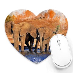 Elephants Animal Art Abstract Heart Mousepads by Celenk