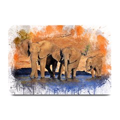 Elephants Animal Art Abstract Plate Mats by Celenk