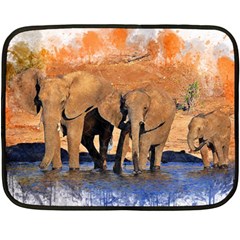 Elephants Animal Art Abstract Double Sided Fleece Blanket (mini)  by Celenk