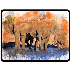 Elephants Animal Art Abstract Fleece Blanket (large)  by Celenk