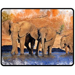 Elephants Animal Art Abstract Fleece Blanket (medium)  by Celenk