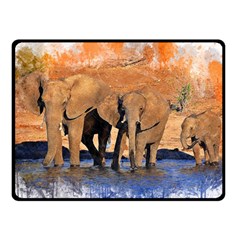 Elephants Animal Art Abstract Double Sided Fleece Blanket (small)  by Celenk