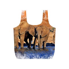 Elephants Animal Art Abstract Full Print Recycle Bags (s)  by Celenk