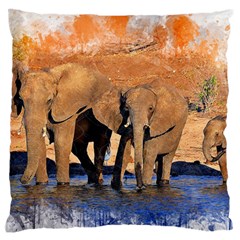 Elephants Animal Art Abstract Standard Flano Cushion Case (one Side) by Celenk