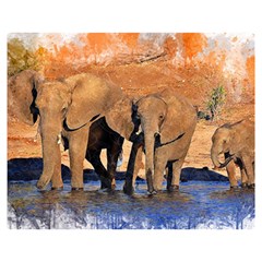 Elephants Animal Art Abstract Double Sided Flano Blanket (medium)  by Celenk