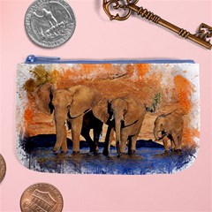 Elephants Animal Art Abstract Large Coin Purse by Celenk