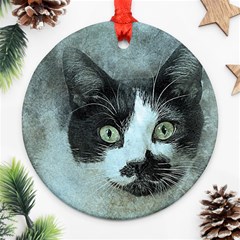 Cat Pet Art Abstract Vintage Ornament (round) by Celenk