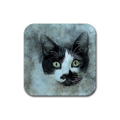 Cat Pet Art Abstract Vintage Rubber Coaster (square)  by Celenk