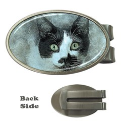 Cat Pet Art Abstract Vintage Money Clips (oval)  by Celenk