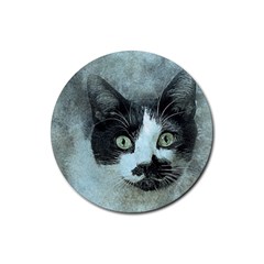 Cat Pet Art Abstract Vintage Rubber Coaster (round)  by Celenk