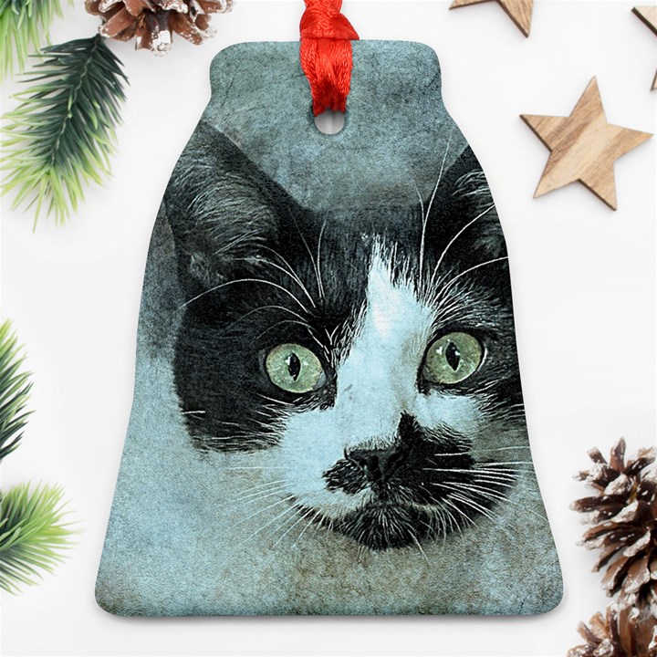 Cat Pet Art Abstract Vintage Bell Ornament (Two Sides)