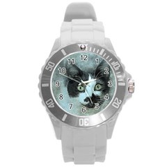 Cat Pet Art Abstract Vintage Round Plastic Sport Watch (l) by Celenk