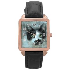 Cat Pet Art Abstract Vintage Rose Gold Leather Watch  by Celenk