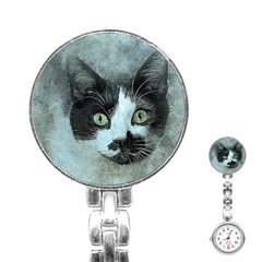 Cat Pet Art Abstract Vintage Stainless Steel Nurses Watch by Celenk