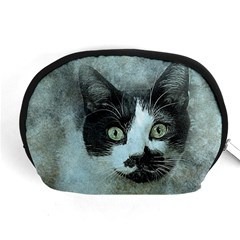 Cat Pet Art Abstract Vintage Accessory Pouches (medium)  by Celenk